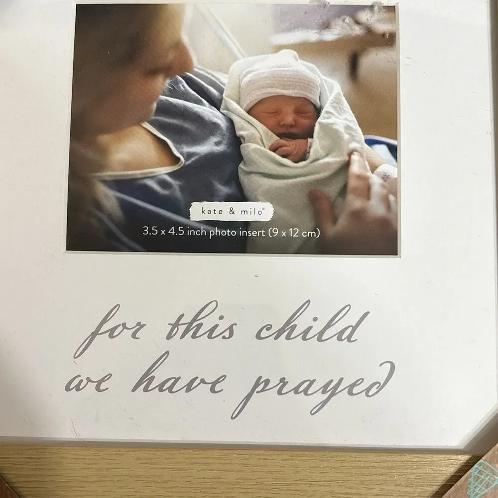 Kate & Milo Wooden Sentiment Picture Frame “For This Child We Have Prayed”